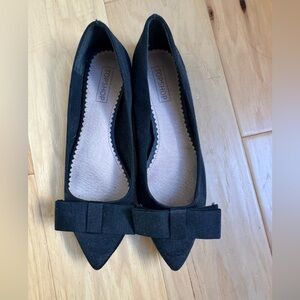 Topshop black bow flats